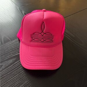 Women’s Hot Pink Trucker Hat SnapBack Western Boot Logo